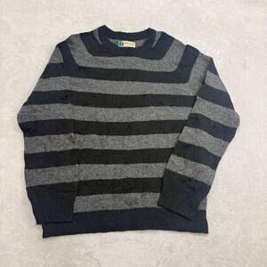 Fink Clothing Men's Sweater Black Grey Striped Pullover Size XL Wool Casual
